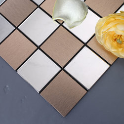 Stainless Steel Wall Brick Kitchen Backsplash Tile Design Ideas - Tile