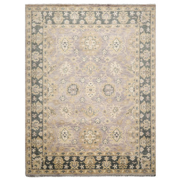 9'1''x12'2'' Hand Knotted Wool Oriental Area Rug, Gray, Moss Color