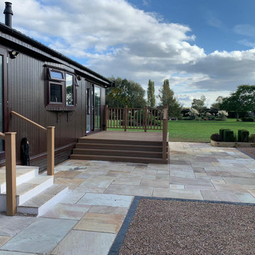 Sandstone Terrace and Deck Steps at a Park Home
