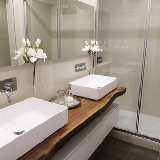 Bäder mit Porzellan-Bodenfliesen und WC-Raum Ideen, Design & Bilder