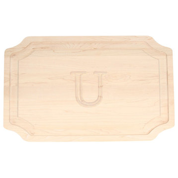 BigWood Boards Scalloped Monogram Maple Carving Board, U