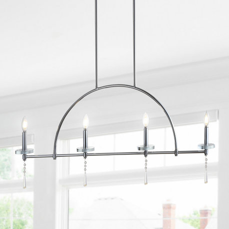 Doris 4-light Linear Metal, Crystal LED Pendant, Chrome, 41"