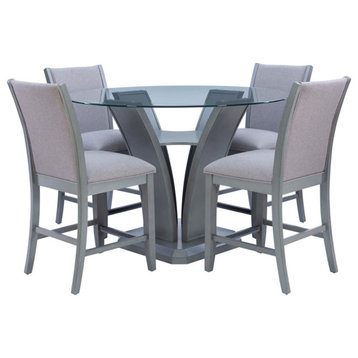 Linon Vern 5Pc Wood Table and Chairs Dining Set in Gray