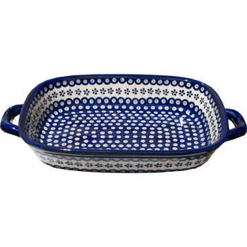 Polish Pottery Baking Dish with Handles, Pattern Number: 166a