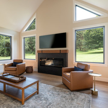 Custom Cast Stone Electric Fireplace Surround | Silken Black Quarry Finish