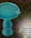 Antique Ceramic Birdbath With Birds, Turquoise, 24"