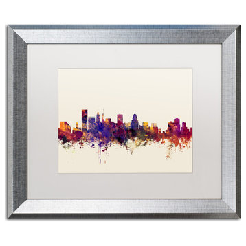 Michael Tompsett 'Baltimore Maryland Skyline' Matted Framed Art, White, 20"x16"