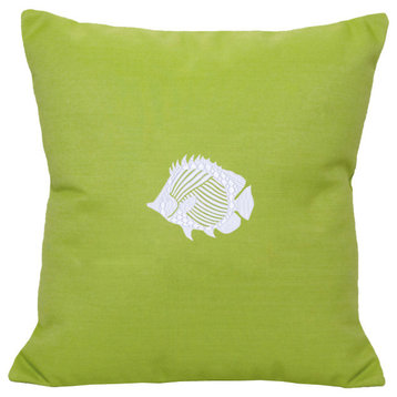 Sunbrella Tropical Fish Pillow by Nantucket Bound, Parrot Green