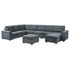 Isla Gray Woven Fabric 9-Seater Sectional Sofa With Ottomans