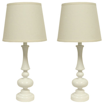 Set of 2 Nouvel Table Lamps, Glossy White