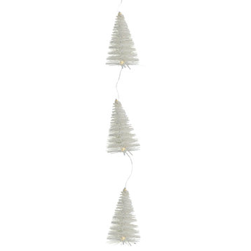 LED Lighted Battery Operated White Mini Sisal Tree Christmas Garland - 6.5'