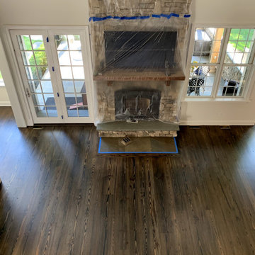 GREAT RIVER:  WIDE PLANK HEART PINE REFINISHED W/ CUSTOM STAIN & BONA TRAFFIC HD