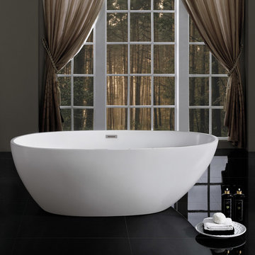 Naples Modern Acrylic Freestanding Soaking Tub, White, 67"