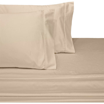 Set of 2 650TC Solid Cotton Blend Pillowcases, Linen, King