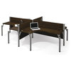 Pro-Biz Commercial Grade Quad Desk with Privacy Panel in Chocolate