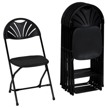 ZOWN Premium Commercial Fan Back Indoor/Outdoor Folding Chair in Black (8-Pack)