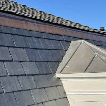 Slate Roof Replacement - New slate and copper drip