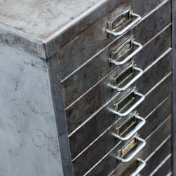 Karl Reclaimed Vintage 1960s Stripped & Distressed Steel Ten Drawer Cabinet - Filing Cabinets