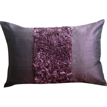 Purple Rectangular Pillow Covers 12"x16" Silk, Plum Love