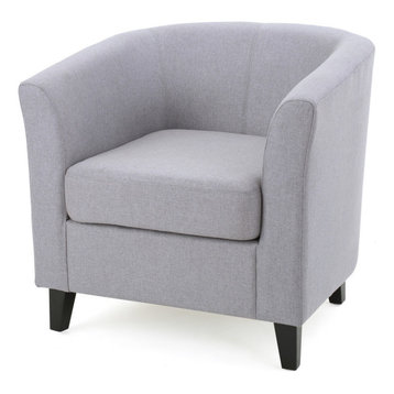 GDF Studio Prescott Tub Design Club Chair, Light Gray Fabric