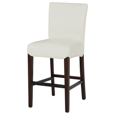 Pemberly Row Modern 26.5" Bonded Leather Counter Stool in White