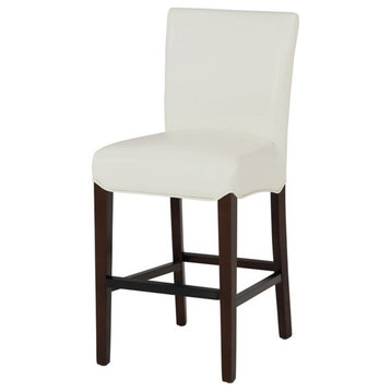 Pemberly Row Modern 26.5" Bonded Leather Counter Stool in White