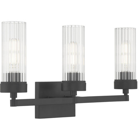 Lida 3 Light Bathroom Vanity Light, Matte Black