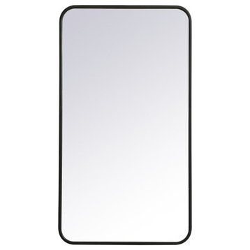 Elegant Decor MR802036BK Soft Corner Metal Rectangular Mirror, 20"x36"
