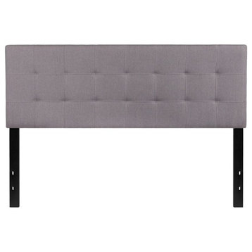 Bedford Tufted Upholstered Queen Size Headboard, Light Gray Fabric