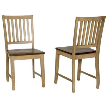 Sunset Trading Brook 18" Slat Back Dining Chairs Cream Wood (Set of 2)