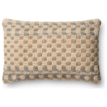 Woven Pattern on Cotton Base P4024 Pillow, Slate/Multi, 13"x21", Down/Feathe