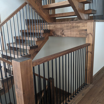Plain 1/2" Solid Square Shaft Baluster combined with Modern Shoes - Black.