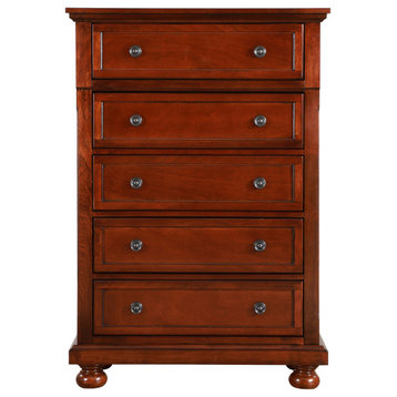 Meade 5-Drawer Chest of Drawers, 36 in. L X 18 in. W X 53 in. H, Cherry