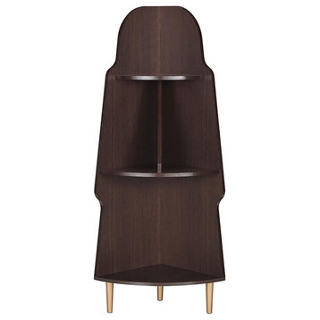 Furniture of America Cellex Wood Contemporary 3-Tier Corner Bookcase in Espresso