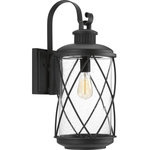 Progress Lighting - Hollingsworth Wall Lantern - Hollingsworth lanterns feature a crisscross design that surrounds clear seeded glass emulating popular farmhouse d cor. Ideal for a variety of transitional exteriors when paired with either vintage or traditional bulbs. Includes wall hanging and post options.