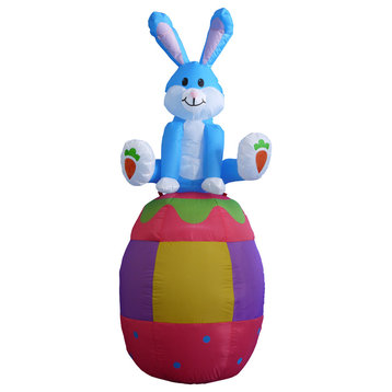 Easter Inflatable Rabbit Sitting on an Egg, 6'