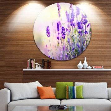 Purple Lavender Field, Floral Photography Disc Metal Wall Art, 36"