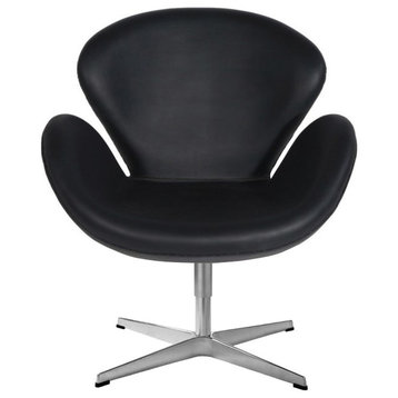 Shuttle Swan Chair Black Italian Leather