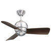 Tilo Brushed Steel 30-Inch Ceiling Fan with Dark Cherry Blades