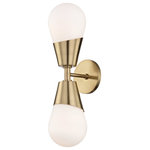 Mitzi by Hudson Valley Lighting - Cora 2-Light Wall Sconce, Opal Etched Glass, Finish: Aged Brass - We get it. Everyone deserves to enjoy the benefits of good design in their home - and now everyone can. Meet Mitzi. Inspired by the founder of Hudson Valley Lighting's grandmother, a painter and master antique-finder, Mitzi mixes classic with contemporary, sacrificing no quality along the way. Designed with thoughtful simplicity, each fixture embodies form and function in perfect harmony. Less clutter and more creativity, Mitzi is attainable high design.