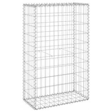 vidaXL Gabion Wall with Covers Galvanized Steel 23.6" Gabion Basket Cage Fence