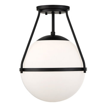 1-Light Semi-Flush Mount, Matte Black