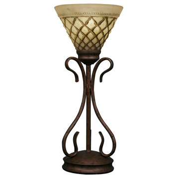 Swan Mini Table Lamp In Bronze, 7" Chocolate Icing Glass