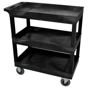 Black 18"x32" 3 Tub Cart With SP5 Casters