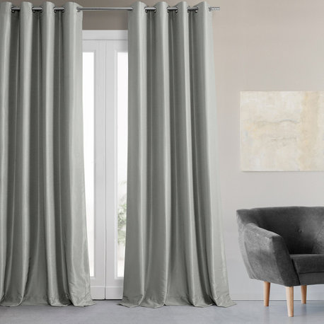 Silver Grommet Blackout Vintage FauxSilk Dupioni Single Panel, 50"x108"