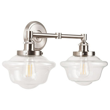 Lavagna 2 Light Schoolhouse Wall Sconce with LED Bulbs, Brushed Nickel