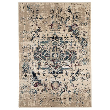 Traditional Abstract Rug, Blue/Gray, 5'3"x7'6"