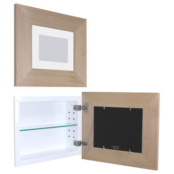 Landscape Recessed Concealed Medicine Cabinet, 14"x11", Unfinished Flat