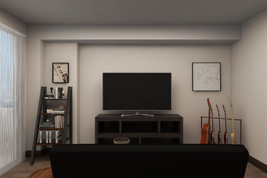 Living room - small 1950s living room idea in Houston