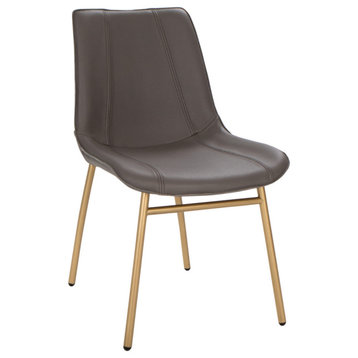 May Side Chair, Slate Ventura Leather, Brass Powder Coat